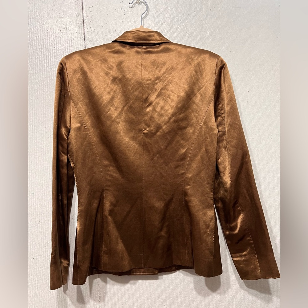 Finity Studio Bronze Brown Silk and linen Dress‎y Blazer Jacket size 8 - Picture 2 of 7